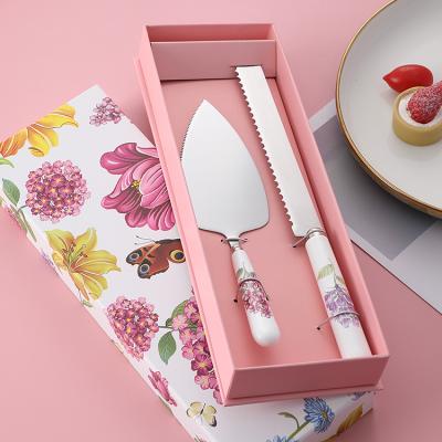 China Viable new design sheet shape pizza bread knife cake server shovel sets stainless steel harden knife server for sale