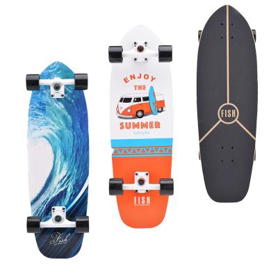 China Young Highly Smooth Maple Cruiser Fish Skateboards Single Kick Carving Skateboard OEM for sale