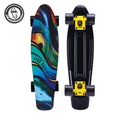 China Plastic Skateboard 22 Inch Fish Mini Board Cheap Plastic Skateboard With Griptape Wholesale for sale