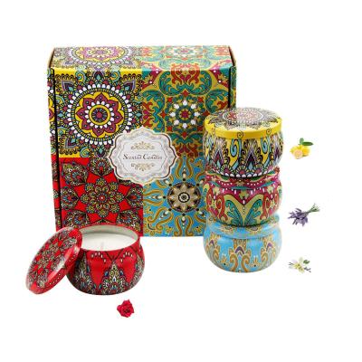 China Home Decoration Gift Set Collectable Scented Candles 4 Scent Soy Wax Tin Box Candle for sale