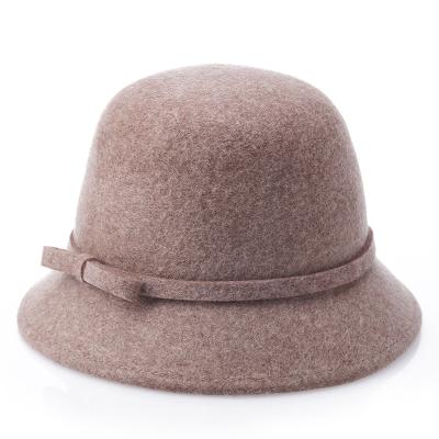 China Lady Classical Winter Bucket Hat 100% Warm Flat Brim Women Solid Color Woolen Hats for sale