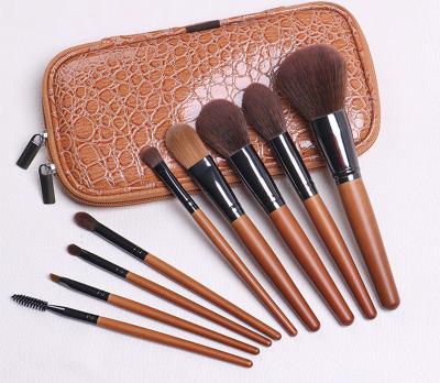 China Soft 9 Pcs Brown Makeup Brushes Private Label Eyeshadow Base Powder Vegan Eyebrow Professional Makeup Set Brush Kit for sale