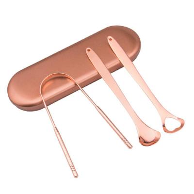 China Reusable Tongue Scraper Professional Reusable Tongue Remover Medical Grade Care Stainless Steel Oral Hygiene Tongue Scraper With Travel Case for sale