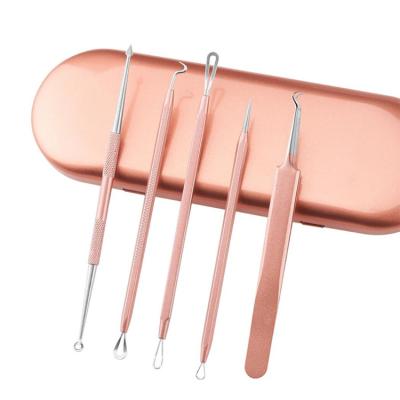 China Long Lasting Use Care 5pcs/set Rose Gold Blackhead Removal Face Acne Acne Care Needle Acne Blemish Remover Fast Delivery for sale