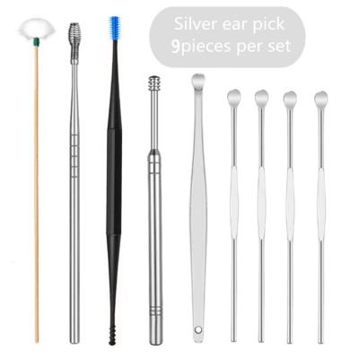 China Profession Ear Wax Remover Earwax Remover/Ear Massagers With Silicone Soft Brush Head Spiral Earwax With Goose Feather Ear Pick for sale