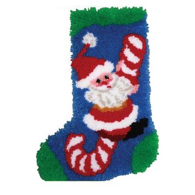 China China Latch Hook DIY Kits Christmas Stocking With Pattern Hook Yarn Kits Hanging DIY Christmas Stocking for sale