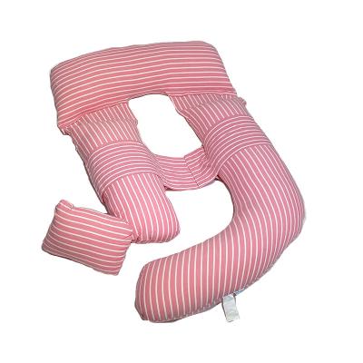 China New Custom Made Cotton Anti-static Striped U Shaped Maternity Pillow 100% Maternal Body Support Pillow for sale