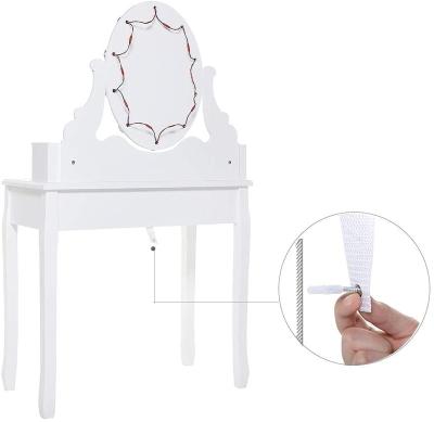 China Other Modern Dressing Table Furniture Black Mirrored Dress Table With LED Light for sale