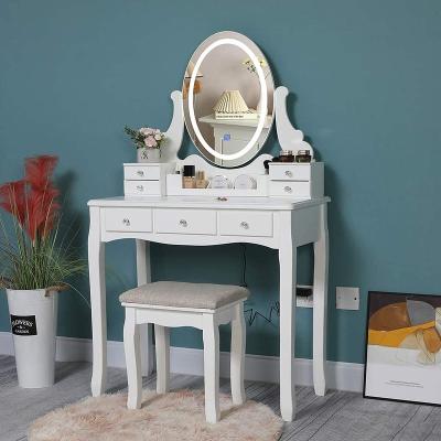 China Other Hot Selling Large Nordic Simple Style Storage Table Dress Table With Stool Mirror for sale