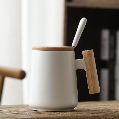 China Sustainable Coffee Mug Handle Ceramic Coffee Mug Custom Wooden Mug With Lid Ceramic Mug for sale