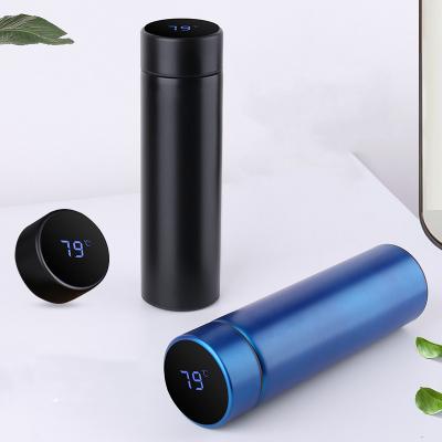 China Sustainable Stainless Steel Double Wall Vacuum Thermos Cup Insulated Smart Led Touch Screen Temperature Display Water Bottle for sale