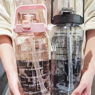 China Sustainable Custom Water Bottle 2L Bpa Free Gym Sports Motivational Water Bottle With Time Marker for sale