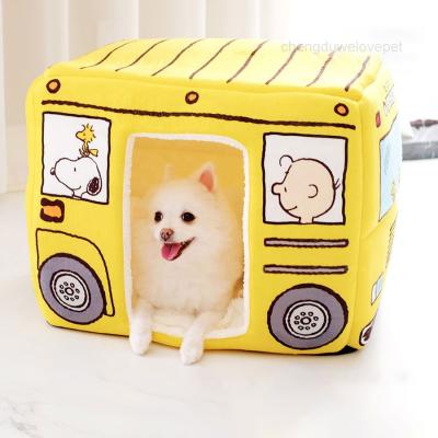 China Heated Four Season Use Pet Bed Car Small Yellow Dog Cat Cave Bed for sale