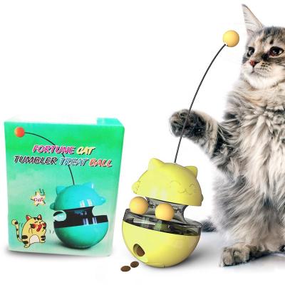 China Viable Cats Playing Training Toys Food Leakage Ball Interactive Carousel Shape With Cat Playing Stick for sale