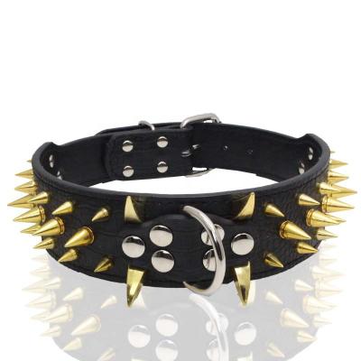 China Hot Selling Viable Studded Pet PU Rivet Studded Leather Dog Collar for sale