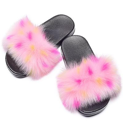 China High Quality Imitated Fur Children's Breathable Fox Slippers Colorful Plush Bedroom Slippers for sale