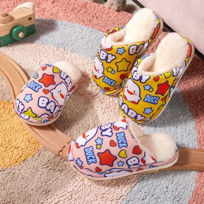 China High Quality Children's Cute Warm Slippers Breathable Cartoon Cotton Plus Down Children's Room Slippers for sale