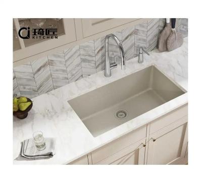 China Without Faucet Hot Sale Black Quartz Granite Kitchen Basin Sink 6845G&7946G for sale