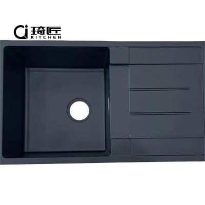 China Without Faucet Hot Sale Granite Sink (Quartz Sink) With Drain Board 8650G for sale