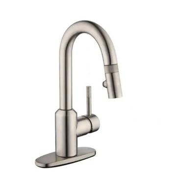 China Hot Sale 304 Stainless Steel Handle Chrome Kitchen Mixer Sink Faucet Single Sense Faucet With Pull Down Sprayer Kitchen Faucet Pull Out for sale