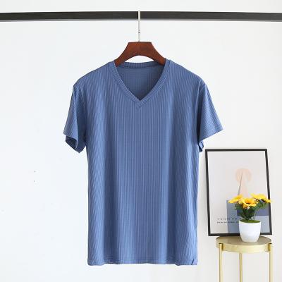 China 2022 Hot Selling Thermal Quality Knitted Summer Casual Short Sleeve Sports Solid Color V-neck Quick Dry T-shirt for sale