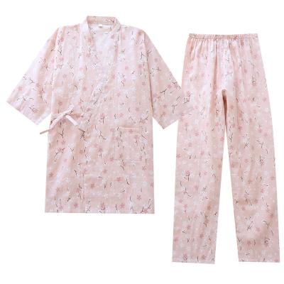 China Factory Wholesale Women's Japanese Thermal Kimono Pajamas Cotton Loungewear Tulle Sleep Set for sale