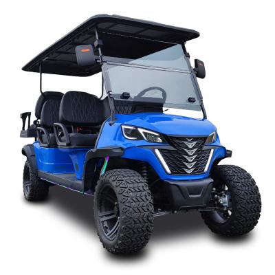 China 5KW 10 Max Screen 4 Wheel Disc Brake Independent Suspension 28MPH Off Road Golf Cart Car 6 Seater Golf Cart 23*10.5-12 for sale