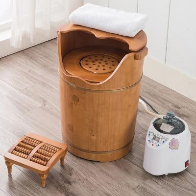 China Multifunctional Bath Basin Pedicure Spa Foot Steamer Head Steamer Blood Circulation Yoni Wooden Bucket with Lids and Steamer for sale