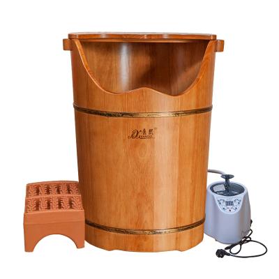 China Small Freestanding Multifunction Gallon Galvanized Wooden Soak Pail Dark Color for sale