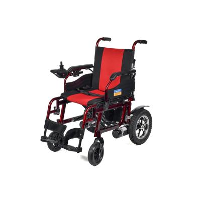 China Steel With Liquid Painted Flip-Up Armrest Steel Frame Folding Electric Power Wheelchair Swing Away Dual Footrest Motor Rear Wheel Drive for sale