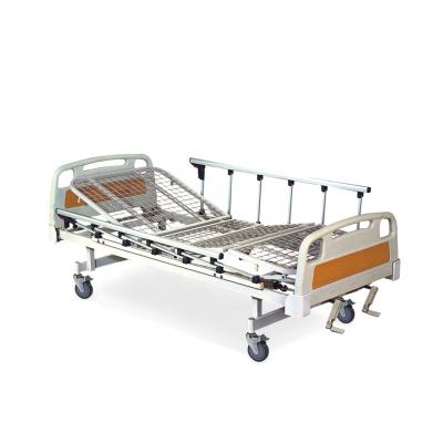 China Stainless Steel Medical Supply Equipment Manual Patient 2 Cranks Hospital Bed With Side Rails for sale