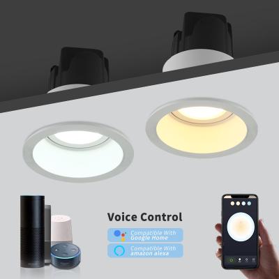 China Modern advanced assistant control tuya google alexa technolog dimmable change app TDC led smart recessed downlight for sale