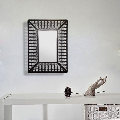 China Design Vertical Bathroom Makeup Mirror Wall Hanging Luxury Square Makeup Mirror Sense for sale