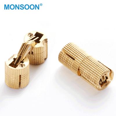 China MONSON Modern Furniture Hardware 180 Degree Pure Brass Small Hinge Barrel Acrylic Hidden Hinge for sale