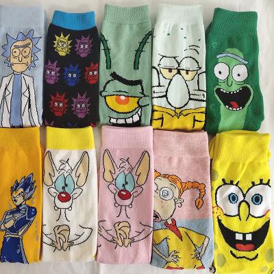 China Hot Sale QUICK DRY Europe Crazy Men's Novelty Funny Cartoon Tube Socks Designer Anime Crew Cotton Cartoon Socks for sale