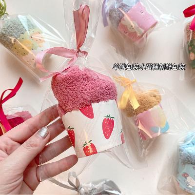 China QUICK DRY cake jars Coral Velvet Fuzzy Cake Box Thick Thermal Baby Cute Socks Winter Gift for sale