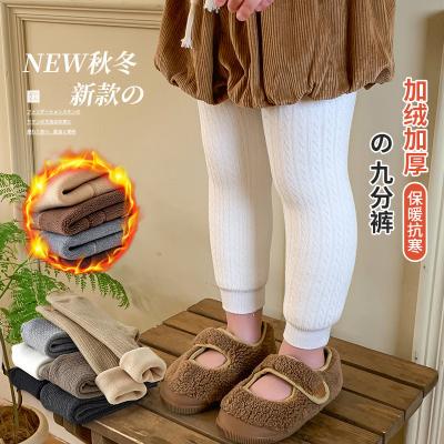 China Solid Color Fuzzy Kids Baby Winter Fade Proof Hot Selling Korean Cashmere Thick Warm Fluffy Pants Kids Warm Leggings Comfortable Color for sale