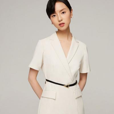 China Anti-wrinkle naivee spring series short sleeve v-neckline collar office lady women dress for formal ladies for sale