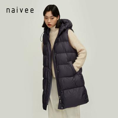 China Niavee Winter Sports Casual Thick Plus Size White Duck Down Long Hooded Vest Women Ladies Loose for sale