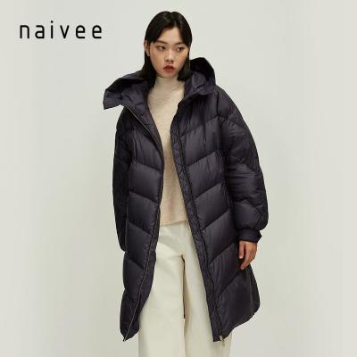 China Naivee Series Sustainable Casual Winter Sports White Duck Down Long Jacket Coat Women Ladies for sale