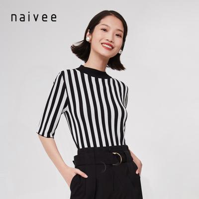 China Naivee 2020 Breathable Women's Vertical Stripe Use Knitted Sweaters Women's Sweater Pullovers for sale