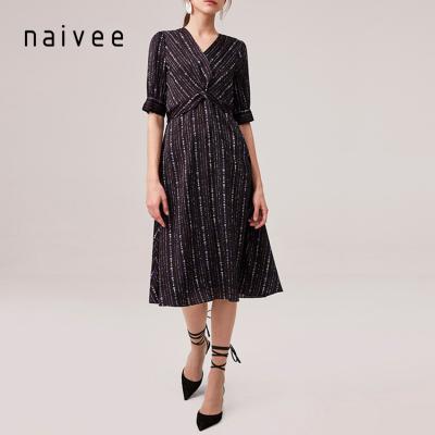 China Anti-wrinkle naivee princess casual women fashion wrap dresses for office ladies for sale