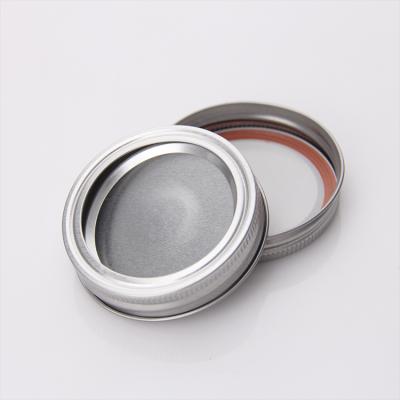 China Non Spill 86Mm 2 Piece Mason Jar Lid With Safety Silver Button Metal for sale