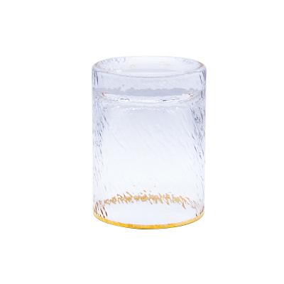 China Novelty 210Ml Golden Rim Hummer Grain Heat-Resistant Juice Glass Mug Eco-friendly for sale