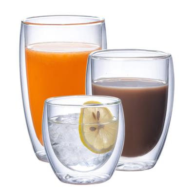 China Sustainable Wholesale Egg Shape Arabic Logo Custom Glass Insulated Double Wall Drinking Mug for sale