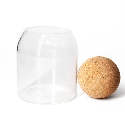 China Eco-friendly Borosilicate 16Oz Heat Resistant Glass Coffee Tea Food Storage Jar With Cork Ball Lid for sale