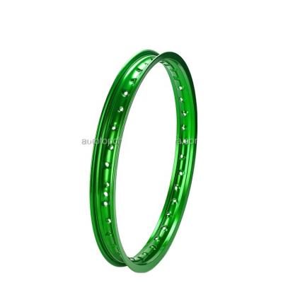 China 6063-T6 / 7075-T6 Aluminum Anodized Polished Green Motocross Front Wheel Rim Offroad Hubless Motorcycle Wheels for sale