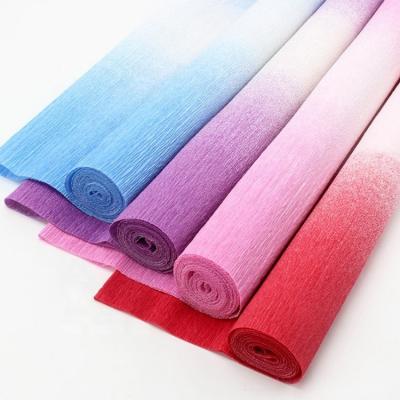 China Factory Wholesale Custom Thick Crepe Paper Roll Maker Gradient DIY Rustproof Flower Wrapping Crepe Paper for sale