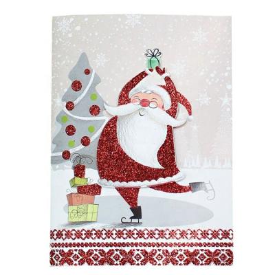 China Europe Wholesale High Quality 3D Led Paper Christmas Cards Factory Custom Santa Claus Music Greeting Card for sale