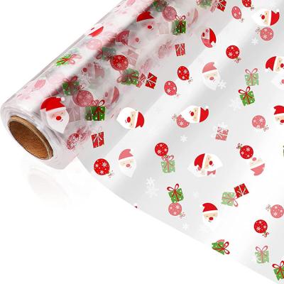 China Factory Wholesale Custom Gift Moisture Proof And Flower Christmas Transparent Plastic Waterproof Clear Wrapping Paper Roll for sale